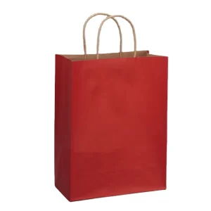 Custom Printed Your Own Logo Cardboard Packaging Red Brown Kraft Gift Craft Shopping Paper Bag With Handles