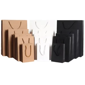 Custom Printed Your Own Logo Cardboard Packaging White Brown Kraft Gift Craft Shopping Paper Bag With Handles