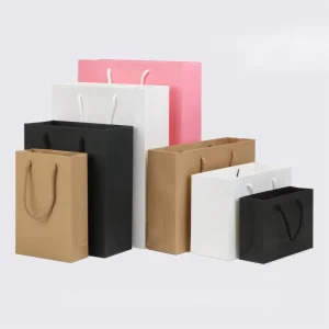 Custom Printed Your Own Logo Household Products White Brown Kraft Gift Craft Shopping Packaging Paper Bag With Handles