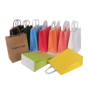 Custom Printed Your Own Logo Kraft Paper Packaging Bags Boutique Shopping Gift Craft Paper Bag with Handle