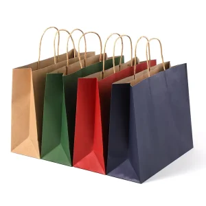 Custom Printed Your Own Logo Packaging Bag White Brown Kraft Gift Craft Shopping Paper Bag With Handles