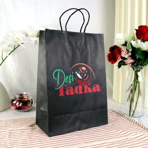 Custom Printed Your Own Logo Shopping Clothing Gift Food Beverage Coffee Takeaway Kraft Paper Packing Bags With Handles