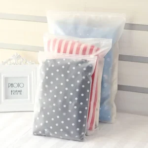 Custom Printed Zipper Garment Shirt Packaging Bag Frosted Transparent Slide Zip Lock Plastic Bags with Own Logo