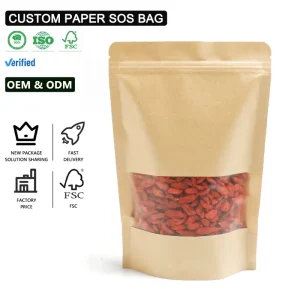 Custom Printing Disposable Stand Up Pouches Heat Sealable Zipper Ziplock Bag Smell Proof Food Grade Organic Pop Up Packaging