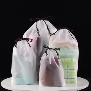 Custom Printing Drawstring Bag Plastic Frosted Bags Packaging Poly Bag for Clothes
