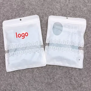 Custom Printing Frosted Transparent Plastic Poly Zip Lock Packaging Bags for Clothes White Lace Printed Mylar Bag for Panties