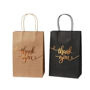 Custom Printing Kraft Paper Bag Retail Gift Packaging Candy Wrapping Paper Bag With Handle