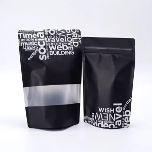 Custom Printing Matte Black 3.5g 7g Smell Proof Ziplock Standup Mylar Bags Pouch with Windows