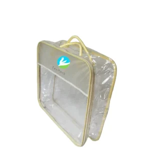 Custom Printing PVC Plastic Quilt Blanket Storage Bags for Bedding with Zipper and Rope Handle