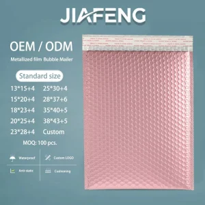 Custom Printing Rose Gold Metallic Foil Bubble Envelope with Tear Resistant for Jewelry Cosmetics Packing
