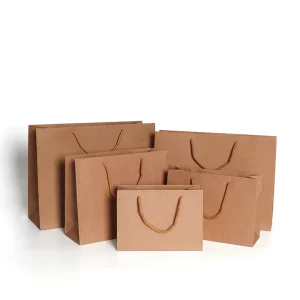 Custom Printing Size High End Packaging Brown Horizontal Kraft Paper Bag