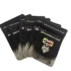 Custom Printing Spot Uv Matt Soft Touch Materials Childproof Exit Pouch Smell Proof Mylar Bags For Gummy Candy Flower Seed Food