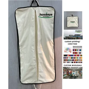 Custom Private Brand Logo Cotton Canvas Garment Clothing Packaging Bag Dress Suit Overcoat Dust Cover Storage Bag