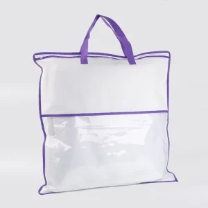 Custom Pvc clear Plastic Plastic Bag for Packing Bed Sheet bedding Packaging handles for Bed Sheets Packing