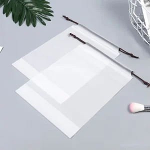 Custom Reclosable Frosted Drawstring Poly Bags Packing Clothes Cosmetics Shoes Draw String Plastic Bags