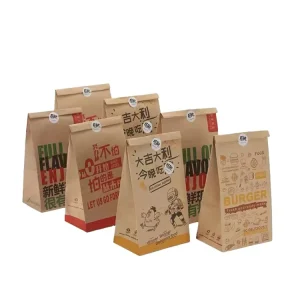 Custom Recyclable Biodegradable Kraft Paper Bags Square Bottom Magnetic Closure Ribbon For Fast Food Delivery Packaging Your