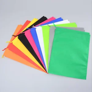 Custom Recyclable Drawstring Gift Pouch Non Woven Shoes And Clothing Dust Packaging Bag 8x10cm Screen Printed Embossed