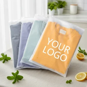 Custom Recycled GRS PE Plastic Bags Zipper Garment Bag for Apparel Packaging Zip Lock Frosted Tshirt Bag Frosted Zipper Polybags