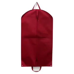 Custom Red Nylon Non Woven Foldable Garment Suit Cover Bag Wide Gusset Storage Zipper Promotional Cloth Dress Bag
