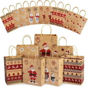 Custom Reusable Kraft Paper Bag with Handle White Brown for Pillows Umbrellas and Bedding Eco-Friendly and Digitally Printed