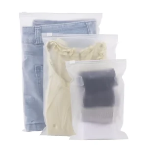 Custom Reusable Zipper T Shirt Bag Water Proof Poly Frosted Plastic with Logo Printing for Clothing Shoes Socks Packaging