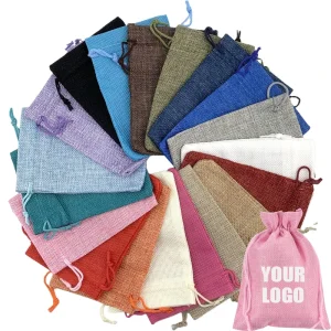 Custom Shopping Drawstring Bags Reusable Custom Gift Packaging Jute Drawstring Bags with Custom LOGO