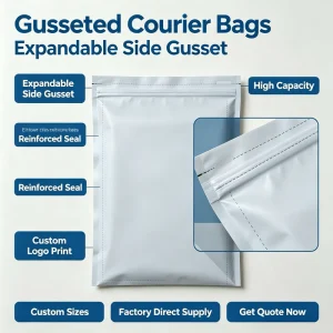 Custom Size Flat Expandable Zipper Courier Bags Reinforced Seal Custom Logo High Capacity Garment Shipping Mailer Bags