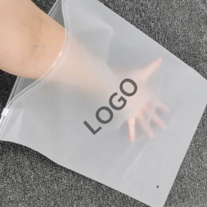 Custom Size Frosted PE Zipper Bags Reusable Logo Printed Poly Bags for Clothes Socks Pants and Small Products