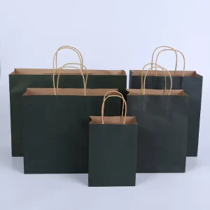 Custom Size Gift Shopping Printing Biodegradable Brown Black White Kraft Paper Packaging Bag