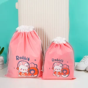 Custom Small Draw String Printed Drawstring Clothes Packaging Bag Plastic Shopping Bags for Packaging