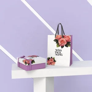 Custom Square Lift Off Lid Box Packaging and Gift Paper Bags for Small Business Mothers Day Birthday Wedding