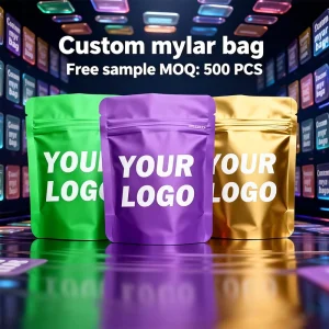 Custom Stand up Bag with Foil Inside High Barrier and Reusable Zipper Plus Easy Tear Notch for Food Grade Packaging