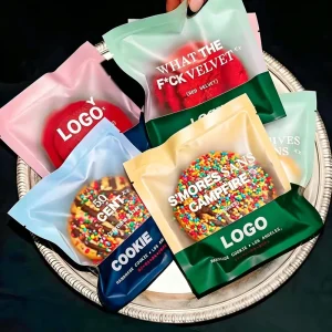 Custom Three side Seal Security Printed BOPP Transparent Frosted Bags Silk Screen Printed Heat sealed Individual Biscuit Cookie