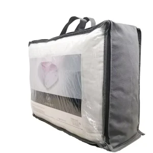 Custom Transparent PVC Recyclable Stand Pouch Zipper Top for Bedding Pillow Packaging Household Products Carton Packed