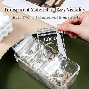 Custom Transparent PVC Resealable Ziplock Jewelry Bags Personalized Storage Pouches for Earrings Necklaces Bracelets