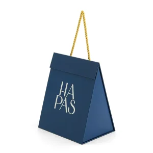 Custom Triangle Shaped Magnetic Rigid Perfume Box with Gold Rope Handle Silver Foil Logo Fragrance Packaging