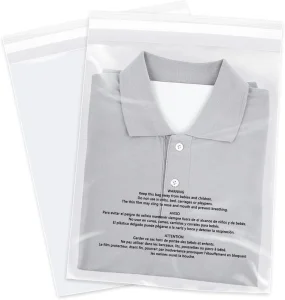 Custom Universal Plastic Self Seal Clear Poly Bags With Suffocation Warning For Clothes Clothing Packaging Textile With Own Logo