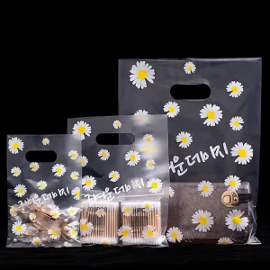 Custom Waterproof Transparent Recyclable LDPE Plastic Bag Die Cut Handle Bag Clothing Die Cut Plastic Shopping Bags