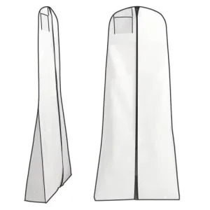 Custom White Portable Foldable Bridal Long Dress Cover Wedding Waterproof Non-Woven Suit Garment Bags with Clear Window