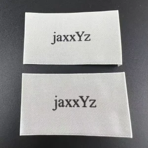 Custom Woven Labels Hook Knit High Density Satin With Brand Name Clothing Labels for Tops Pants Dresses Bags