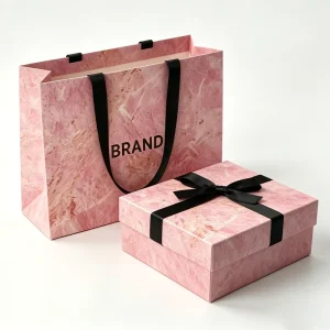 Custom Your Brand Logo Paper Shopping Gift Bag Clothing Packaging Bag with Polyester Ribbon Handle for Clothing
