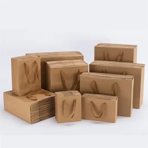 Custom Your Own Logo Brown White Gift Craft Kraft Shopping Paper Bags With Handle Fast Food Paper Bag