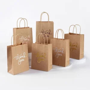Custom Your Own Logo Cosmetics Clothing Wedding Gift Packaging Brown Craft Shopping Thank You Kraft Paper Carry Bags With Logo