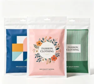 Custom Your logo Apparel Packaging Bags with Zipper Recyclable Water Proof Plastic Bags for Clothes Packaging Bags