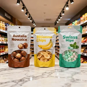 Custom logo Packaging Mylar Bag Printing Resealable Zipper Plastic Film Dry Food Snack Candy Packaging Bags