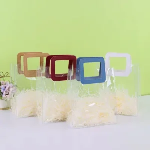 Custom logo Portable Plastic Gift Bag Transparent Packaging Custom Gift Bags