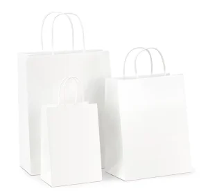 Custom logo White Gift Packaging Paper Bags with Handle