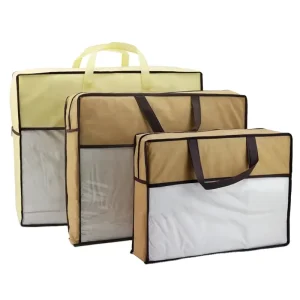 Customizable Eco-Friendly Non-Woven Pillow Packaging Bag for Home Textile Bedding, Reusable Folding Durable Zipper Top