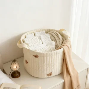 Customizable Embroidery Baby Supplies Diaper Clothes Toy Storage Bucket Bedding Multi purpose Storage Bag