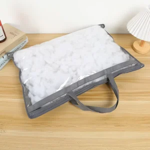 Customizable Handheld Non Woven Clothing Storage Bags Transparent PVC Zipper Pillow Home Textile Packaging Bag